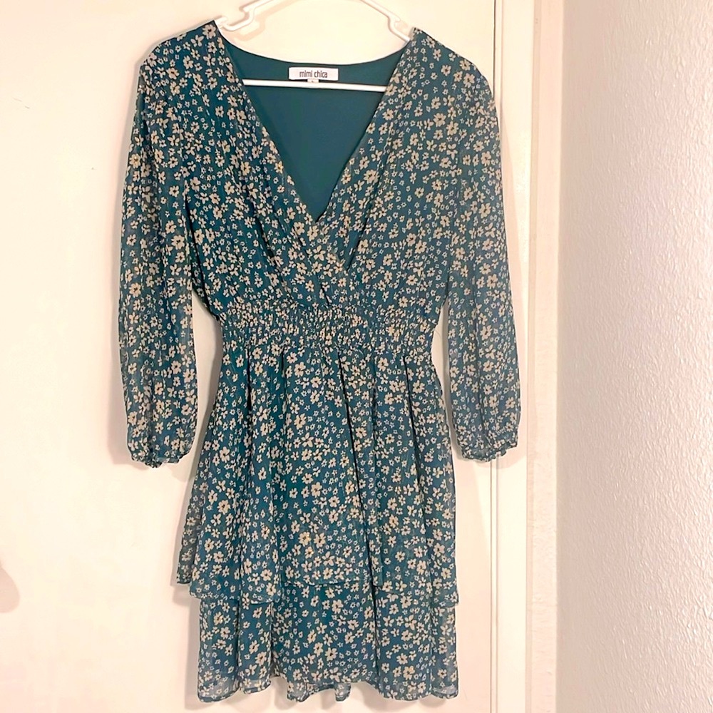 Mimi Chica Floral Mid-Sleeve Dress